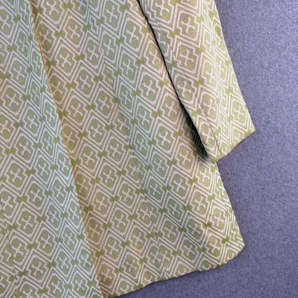 Vintage 'Enough About Me' Long Button Up Mint Green Art Deco 70s Coat Sz 6 Retro - Picture 7 of 11